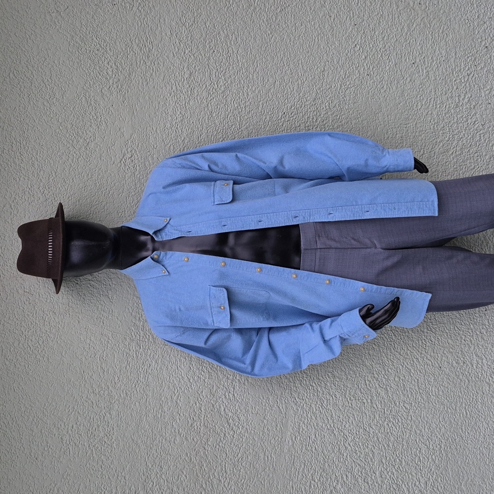 Lands' End Men's Vintage Soft Blue Pure Raised Cotton Surface Fully Cut Shirt